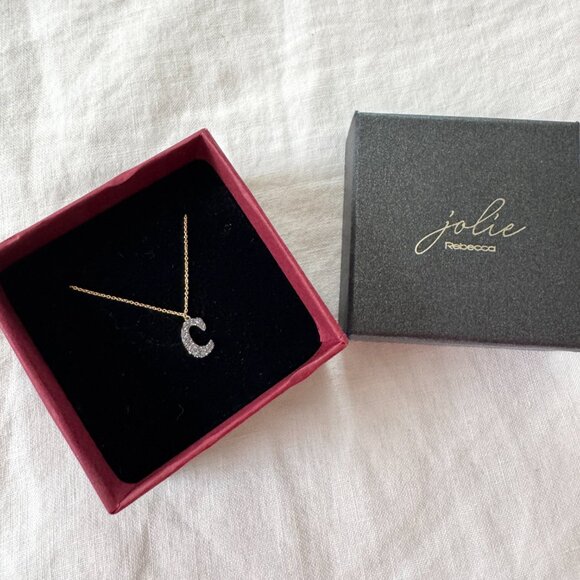 Rebecca Jewelry (Italy) Jolie Gold Alphabet Necklace with "C" in Microdiamonds - Picture 3 of 7